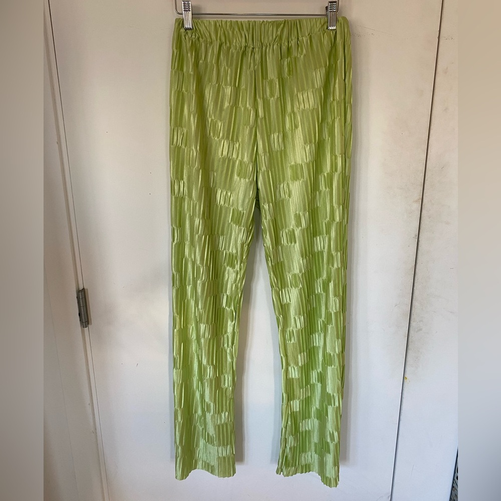 Lime Green Textured Party Pants